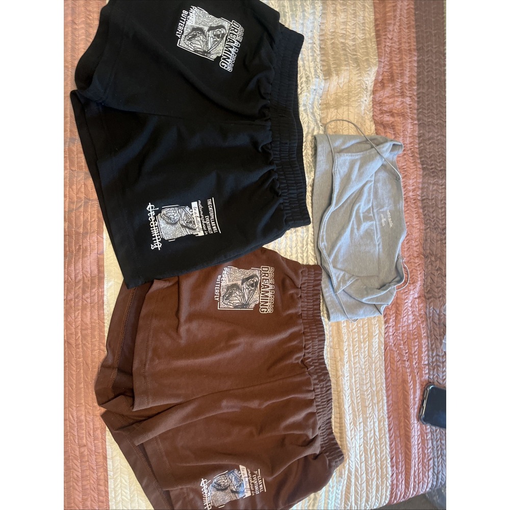 Lot 2 SHEIN Graphic Shorts & Wild Fable Gray Tank Top Medium Butterfly Casual
